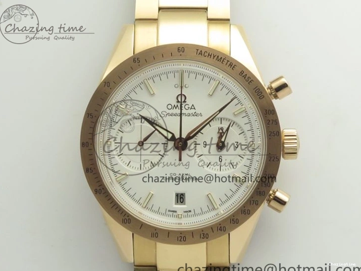 0724 Speedmaster ’57 Co-Axial RG OMF 1:1 Best Edition White Dial On RG Bracelet A9300 (Free Leather Strap) Durable 8065